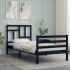 Estructura de cama con cabecero madera maciza negro 90x200