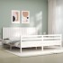 Estructura de cama con cabecero madera maciza blanco 200x200