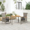 Set comedor de jardín 3 piezas con cojines ratán sintético gris