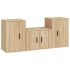 Set de muebles para TV 3 pzas madera contrachapada roble