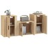 Set de muebles para TV 3 pzas madera contrachapada roble