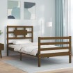 Estructura cama con cabecero madera maciza marrón miel 90x200cm