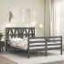 Estructura de cama con cabecero madera maciza gris 140x190