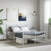 Estructura cama metal con cabecero y estribo blanco 120x200 cm