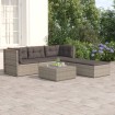 Set de muebles de jardín 5 pzas y cojines ratán sintético gris