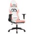 Silla gaming masaje y reposapiés cuero sintético blanco y