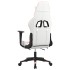 Silla gaming masaje y reposapiés cuero sintético blanco y