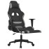 Silla gaming de masaje con reposapiés tela negro y gris