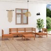 Juego muebles de jardín 6 pzas madera maciza pino marrón miel