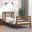 Estructura cama con cabecero madera maciza marrón miel 90x200cm