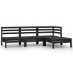 Conjunto de muebles de jardín 4 piezas madera maciza pino negro