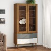 Mueble vitrina MOLDE madera maciza de pino marrón 90x35x175 cm