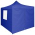 Carpa plegable profesional con 4 paredes acero azul 2x2