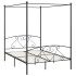 Estructura de cama con dosel metal gris 140x200