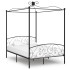 Estructura de cama con dosel metal negro 120x200