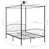 Estructura de cama con dosel metal negro 120x200