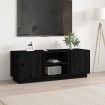 Mueble de TV madera maciza de pino negro 110x35x40,5 cm