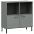 Librería patas de metal OSLO madera maciza gris 90x35x90,5