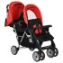 Carrito para 2 niños tandem de acero rojo y