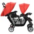 Carrito para 2 niños tandem de acero rojo y