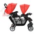 Carrito para 2 niños tandem de acero rojo y