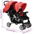 Carrito para 2 niños tandem de acero rojo y