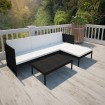 Set de muebles de jardín 3 pzas y cojines ratán sintético negro