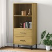 Librería con 2 cajones OSLO madera maciza marrón 60x35x128,5 cm