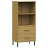 Librería con 2 cajones OSLO madera maciza marrón 60x35x128,5