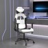 Silla gaming con reposapiés cuero sintético blanco