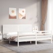 Estructura de cama con cabecero madera maciza blanco 200x200 cm