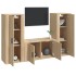 Set de muebles para TV 3 pzas madera contrachapada roble