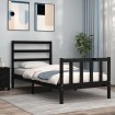 Estructura de cama con cabecero madera maciza negro 90x190 cm