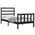 Estructura de cama con cabecero madera maciza negro 90x190