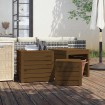 Set cajas de jardín 3 pzas madera maciza pino gris marrón miel