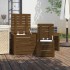 Set cajas de jardín 3 pzas madera maciza pino gris marrón