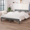 Estructura de cama de madera maciza de pino gris 160x200 cm