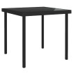 Mesa de comedor de jardín vidrio y acero negro 80x80x72 cm