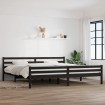 Estructura de cama madera maciza negro Supe King 180x200 cm