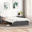 Estructura de cama madera maciza gris doble 135x190 cm