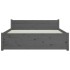 Estructura de cama madera maciza gris doble 135x190