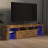 Mueble de TV con luces LED color roble ahumado 140x36,5x40