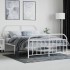 Estructura cama metal con cabecero y estribo blanco 135x190