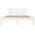 Estructura de cama de madera maciza blanca 140x190