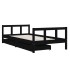 Estructura de cama infantil con cajones madera negro 90x190