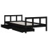 Estructura de cama infantil con cajones madera negro 90x190