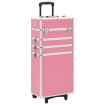 Maletín trolley de maquillaje de aluminio rosa