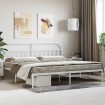 Estructura de cama de metal con cabecero blanco 193x203 cm