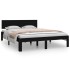 Estructura de cama madera maciza negra King Size 150x200