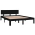 Estructura de cama madera maciza negra King Size 150x200